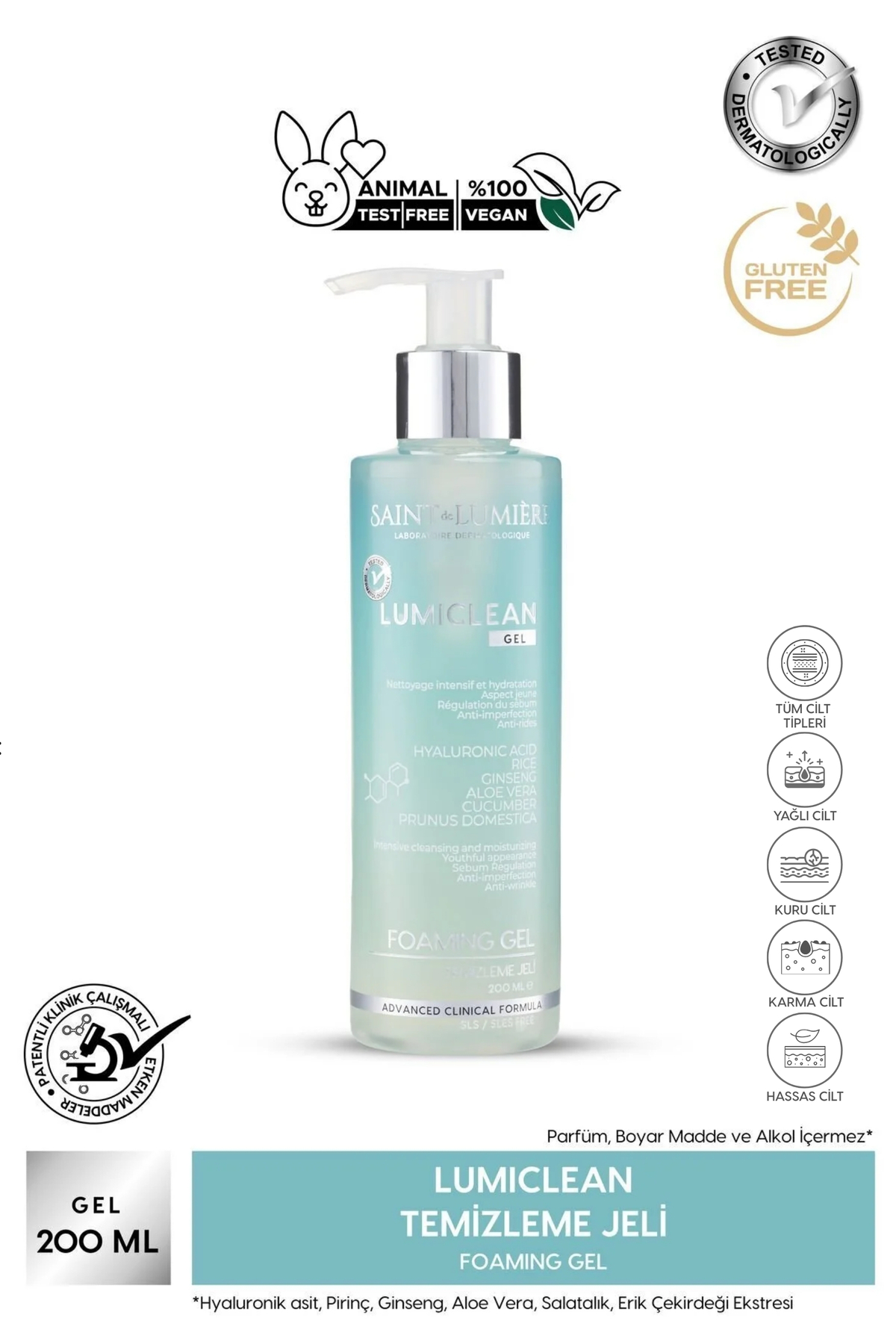 ژل پاک کننده مرطوب کننده و ترمیم کننده LUMICLEAN 200 میلی لیتر برای پوست های حساس، خشک و چرب - برنج، هیالورونیک اسید — 68268053 — تصویر 5 از 8