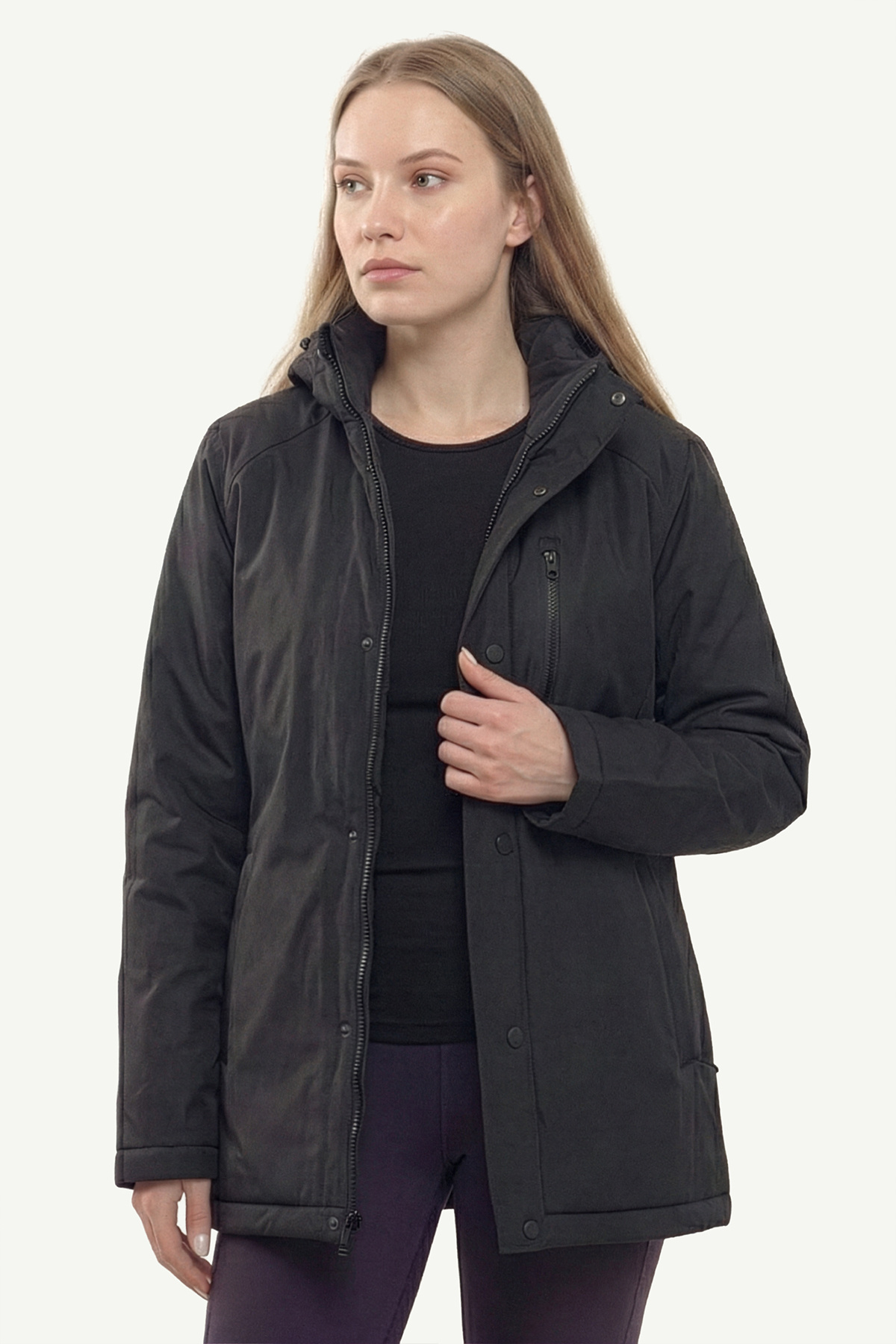 D1fference  Kadın Kışlık Parka Sıcak Tutan Dolgu Kalın İç Astarlı Su İtici Rüzgar Geçirmez Kapüşonlu Parka Mont - Görsel 4