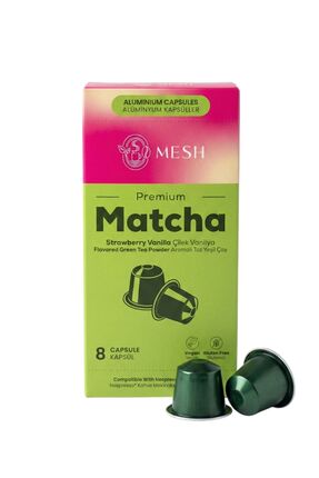 Mesh Nespresso Uyumlu Çilek Vanilya Aromalı Matcha Kapsül 8'li - Premium Matc...