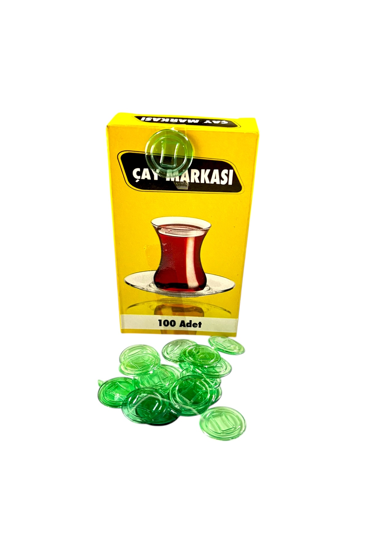 TOMBİ-X 100 lü Çay Markası Yuvarlak ŞEFFAF YEŞİL