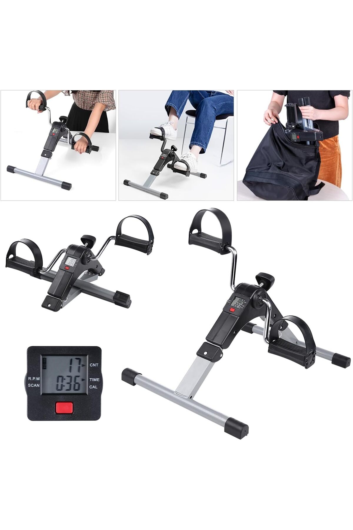 دراجة تمارين ارضية,للياقة البدنية بدواسة و شاشة LCD, عجلة لممارسة تمارين اليد والقدم قابلة للطي