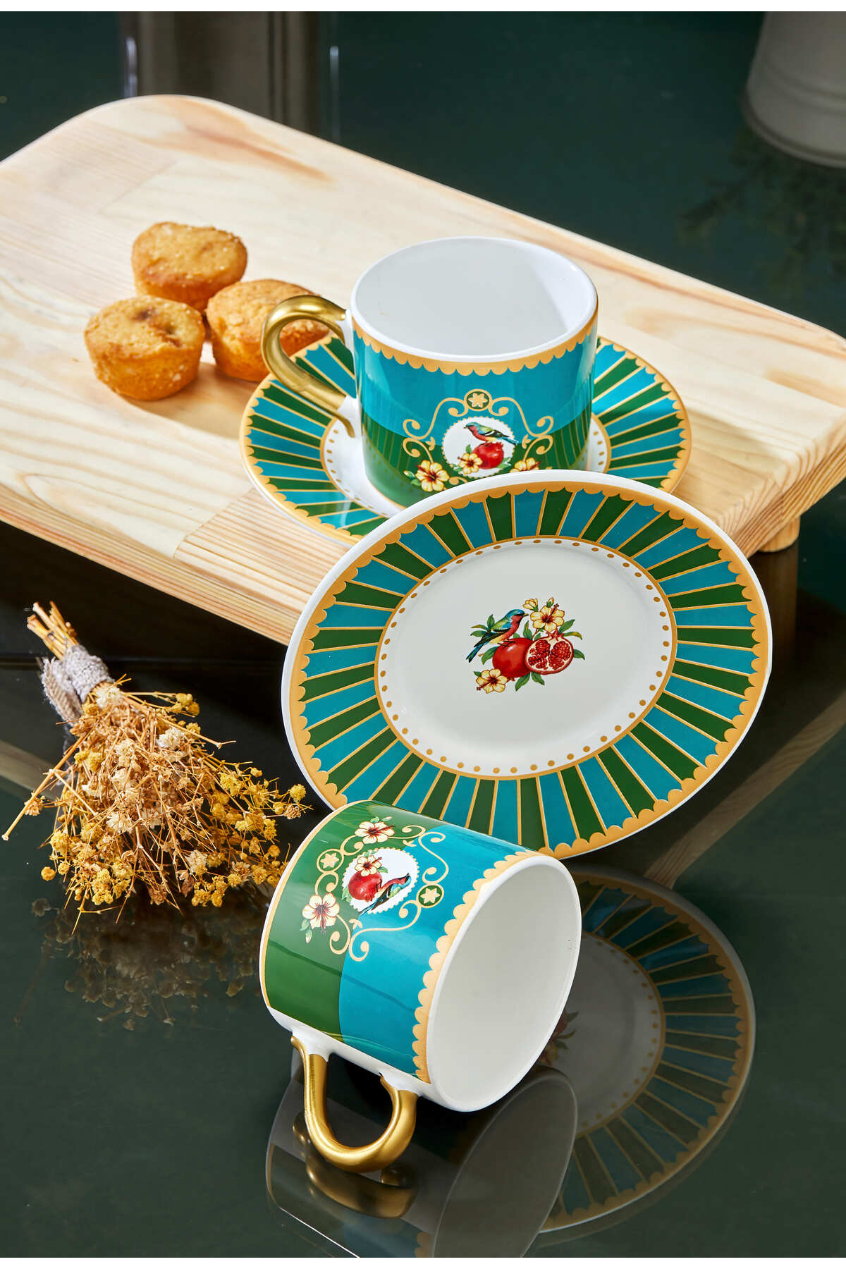 Carmen Soft 2 Kişilik Piano Green Bird Double Narlı Seri Kahve