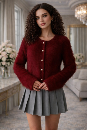 OYERGA MODA Kadın Sakallı Şık Hırka