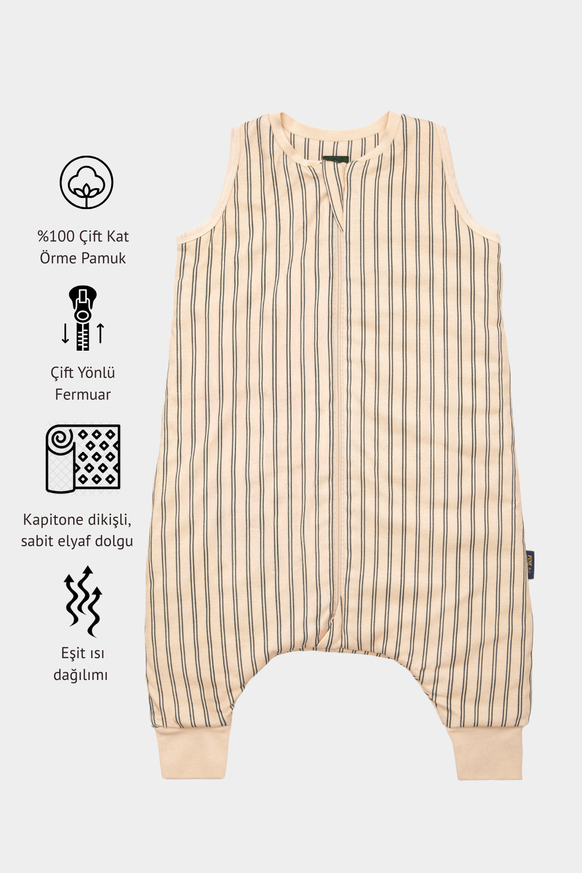 Pine Baby Home %100 Pamuk 1.0 TOG Unisex Bebek Çocuk Uyku Tulumu OEKO-TEX Sertifikalı - Heritage Sand fotoğrafı 2 (önizleme)