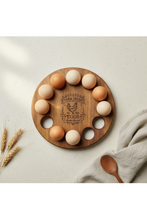 Viyona Home 12’li Doğal Ahşap Retro Yumurtalık, El Yapımı Mutfak Sunum Ürünü,...
