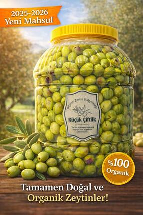 NATUREL Küçük çiftlik taş kırma yeşil ayvalık zeytin ( orta-küçük boy)