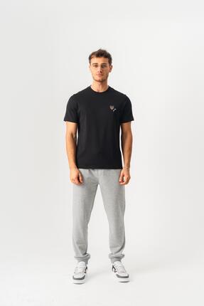PİERO PERLA Erkek Regular Fit Bisiklet Yaka Siyah Basic Tişört