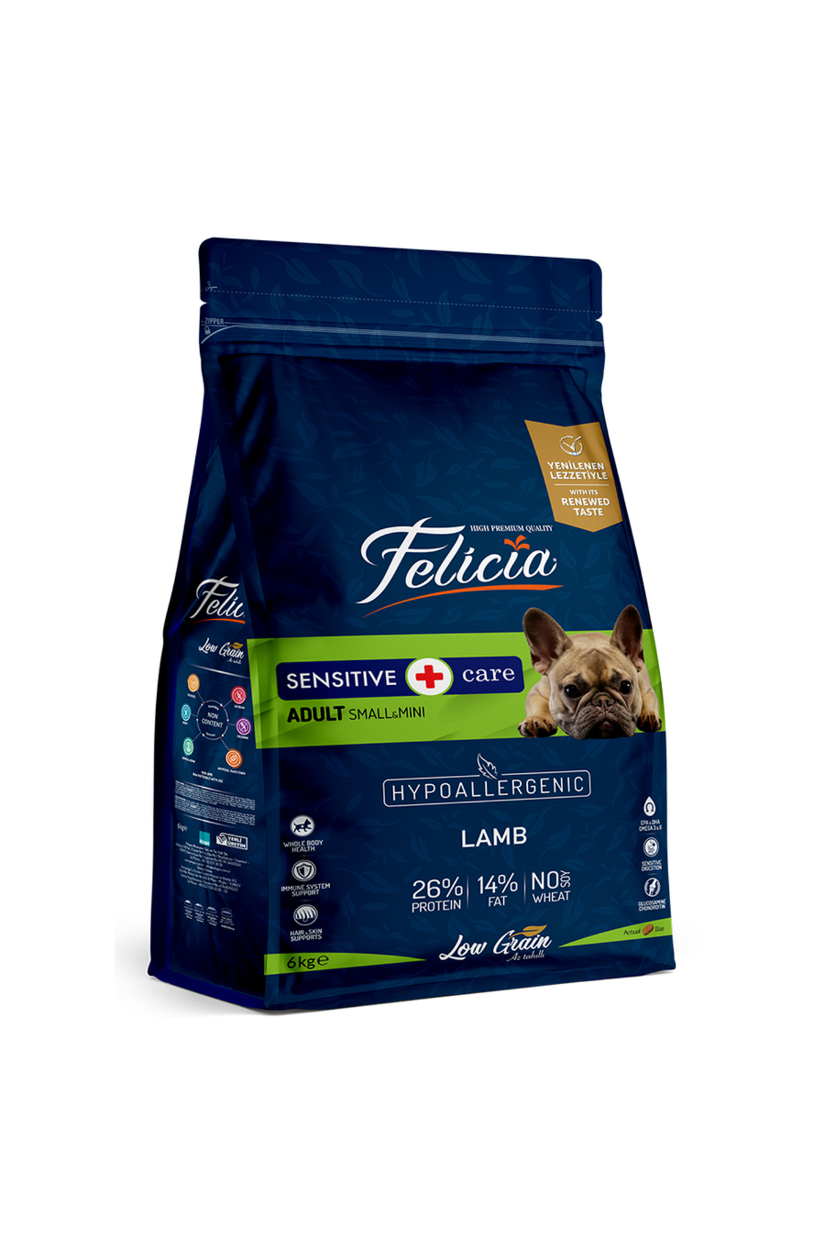 Felicia 6 Kg Yetişkin Kuzulu Small/Mini Az Tahıllı HypoAllergenic Köpek Maması