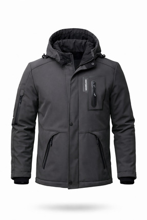 Mero Life Outdoor Kapüşonlu Su Ve Rüzgar Geçirmez Kapitone Içi Kürklü Elyaf D...