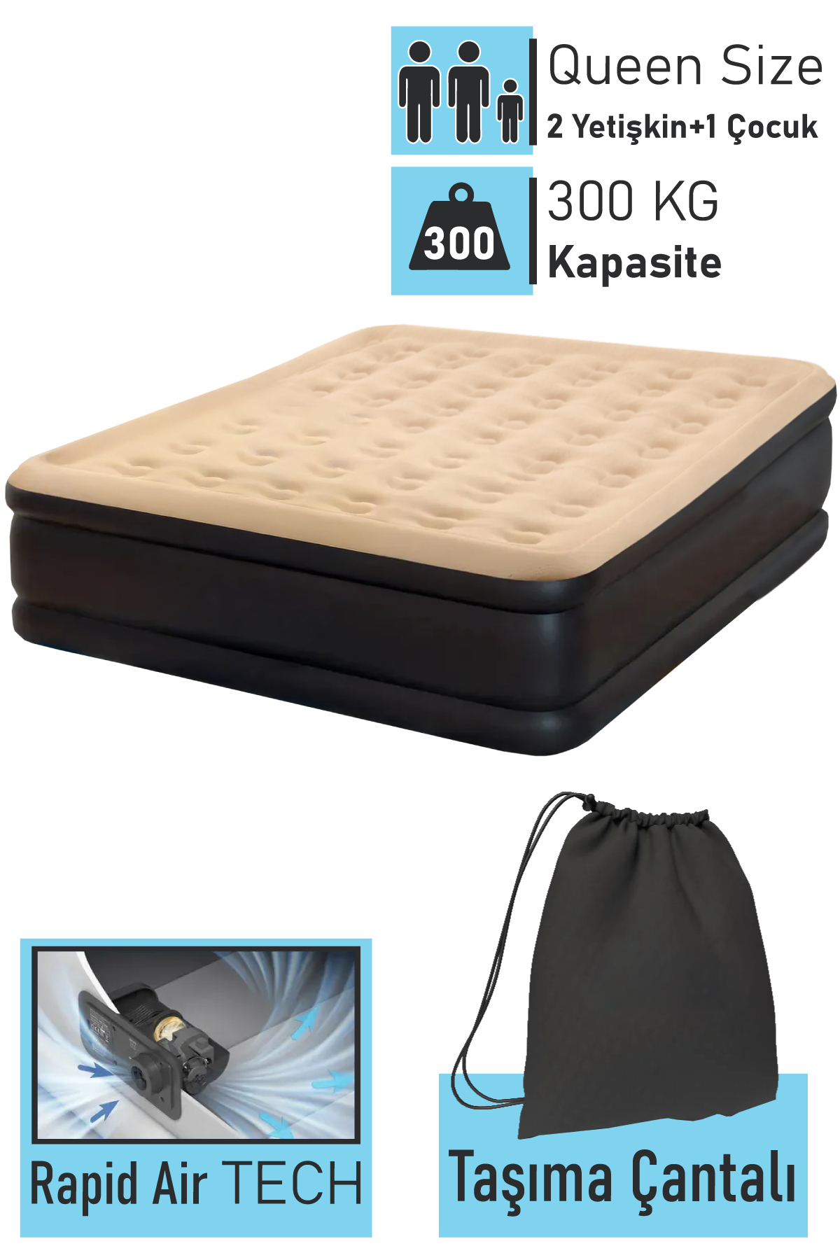 Blooma 24042 Şişme Yatak Elektrikli Pompalı 203x157x47 Cm