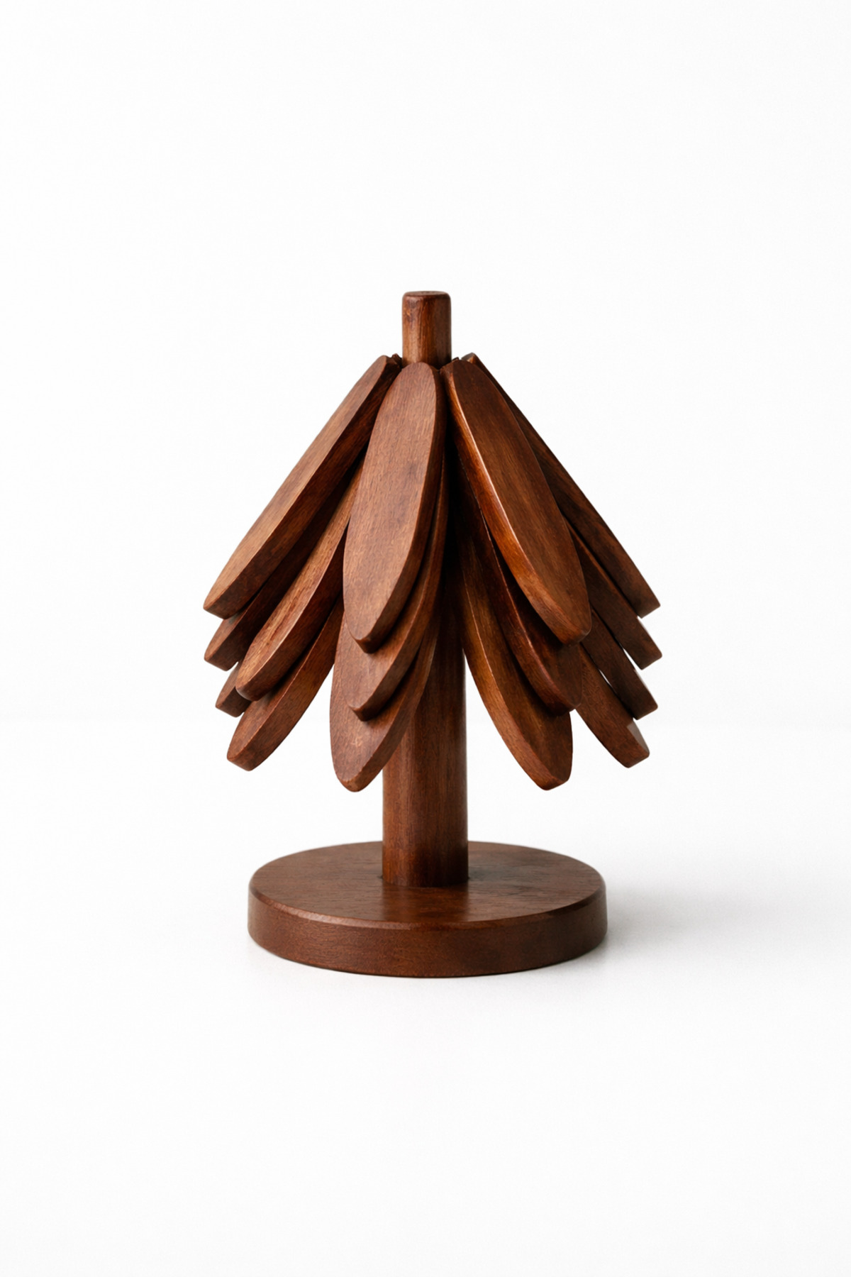 ERKUGO 4’lü Bambu Nihale Seti – Akasya Rengi Isıya Dayanıklı Katlanabilir Altlık 18 cm