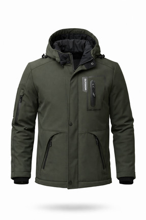 Mero Life Outdoor Kapüşonlu Su Ve Rüzgar Geçirmez Kapitone Içi Kürklü Elyaf D...