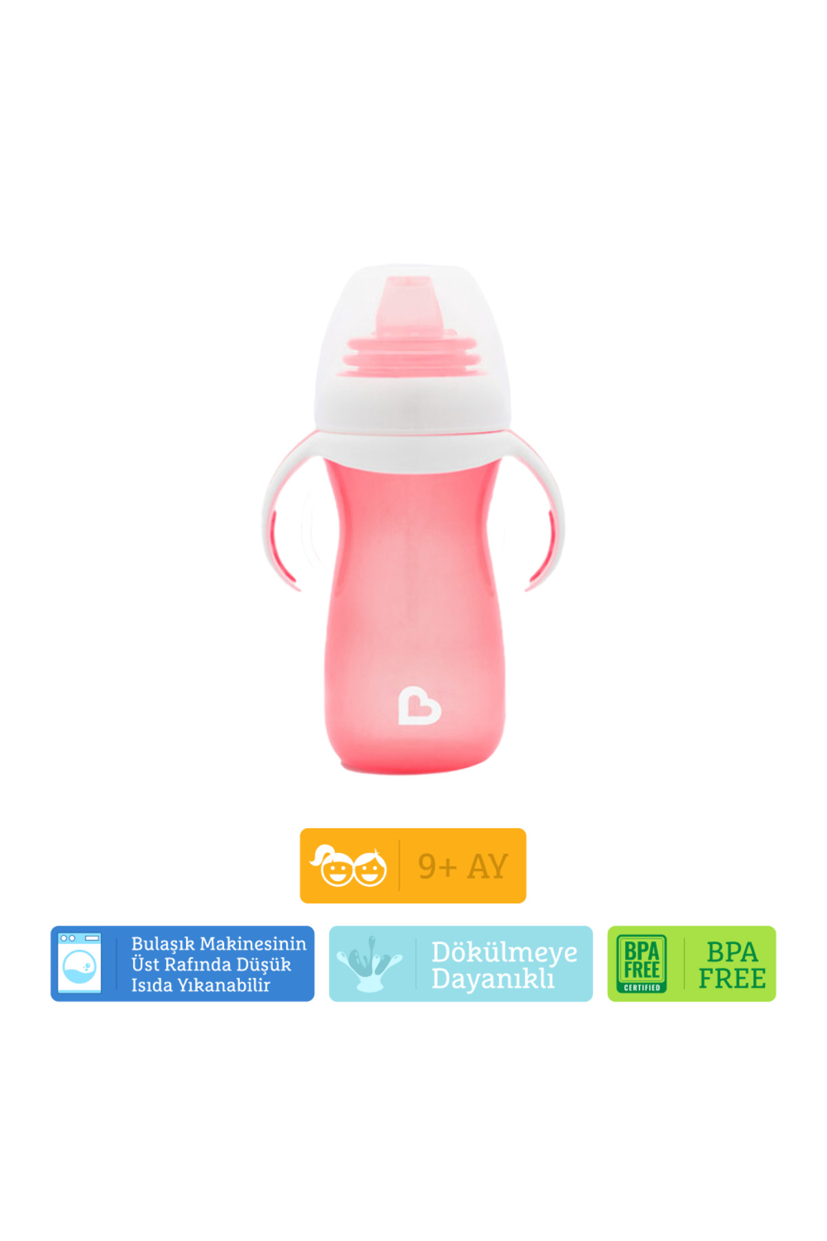 Munchkin Duyarlı Geçiş Bardağı | 9 Ay+ Bebekler İçin|296 ml |Sızdırmaz & Kolay Tutulan Tasarım|Pembe fotoğrafı 5 (önizleme)