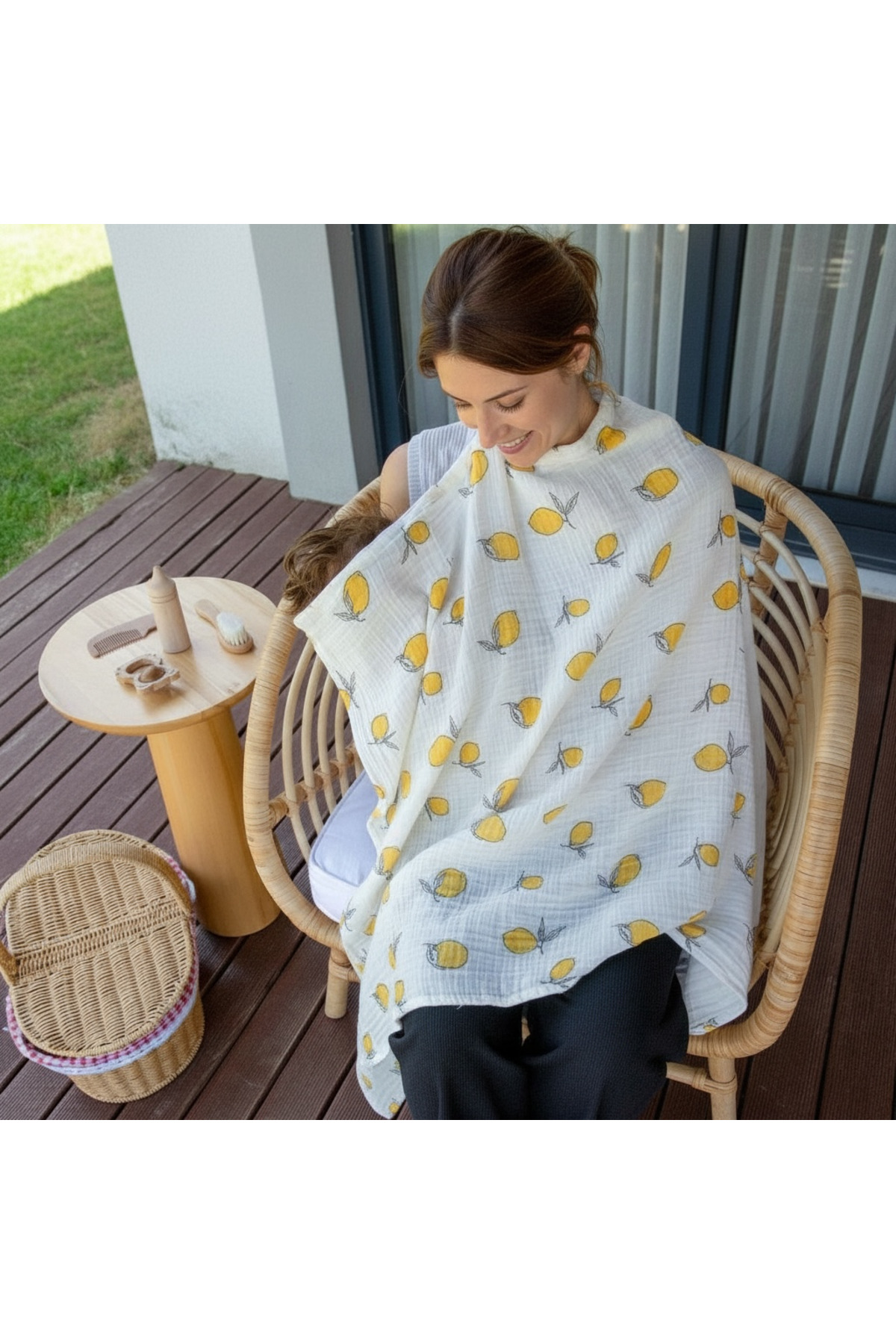 Elias Baby Emzirme Önlüğü %100 Pamuklu Organik Müslin Emzirme Örtüsü Gots Sertikalı Müslin Anne/Bebek Önlük fotoğrafı 3 (önizleme)