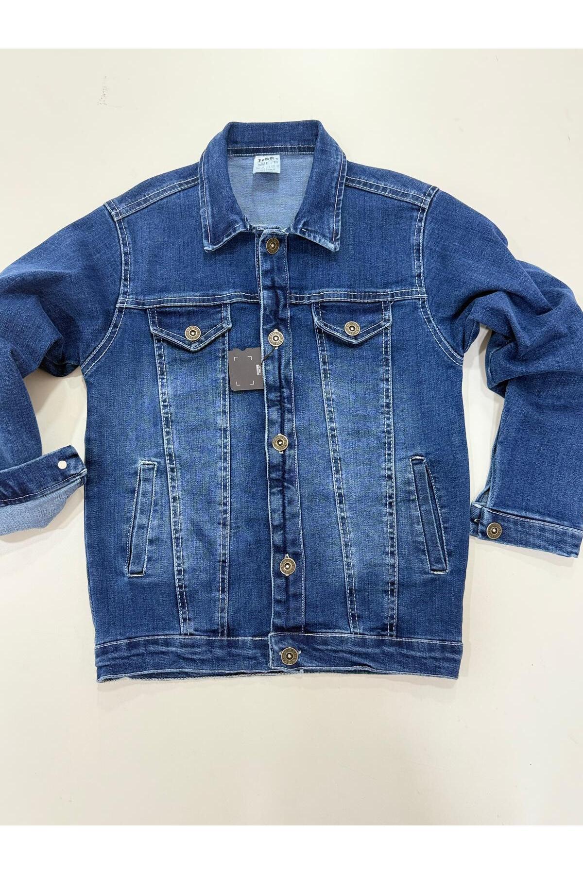 Esterella  unisex çocuk kot ceket / çift cepli çocuk denim ceket - Görsel 8