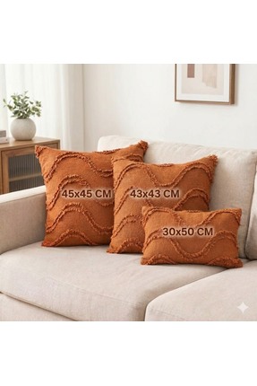 BH BABY HOME 2 Adet 45x45 cm - 43x43 cm - 30x50 cm Dalga Desenli Dekoratif Kı...