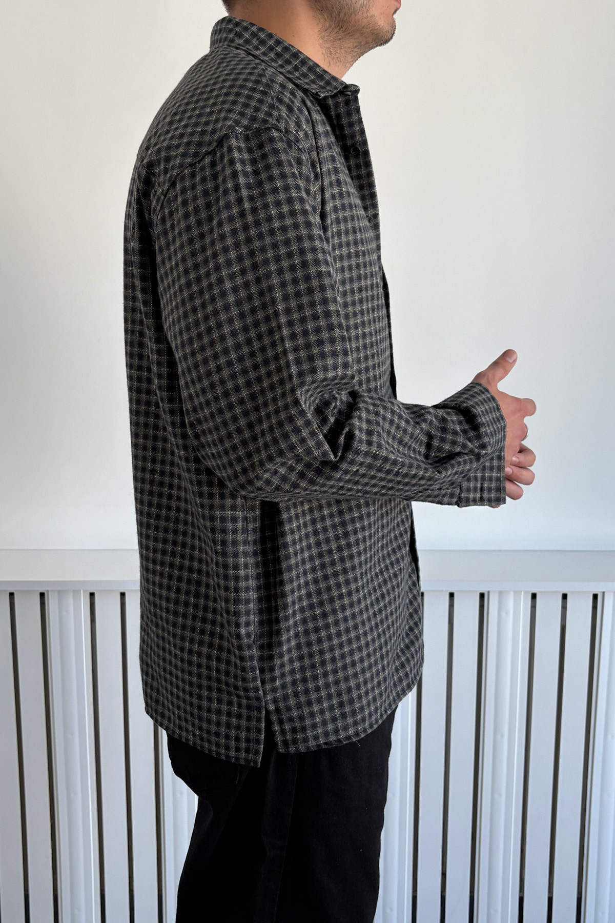 HYMAN  Erkek Oversize %100 Pamuk Ekose Gömlek - Görsel 6