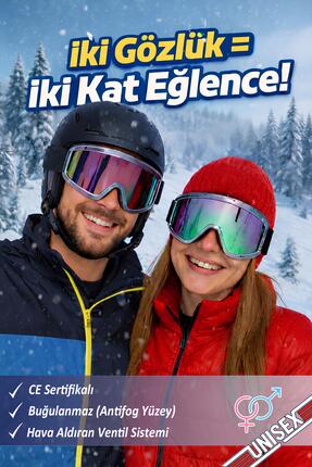 GLASWEN 2 Adet Kayak Gözlüğü Aynalı Gökkuşağı Ventilli Güneş Kar Koruyucu Göz...