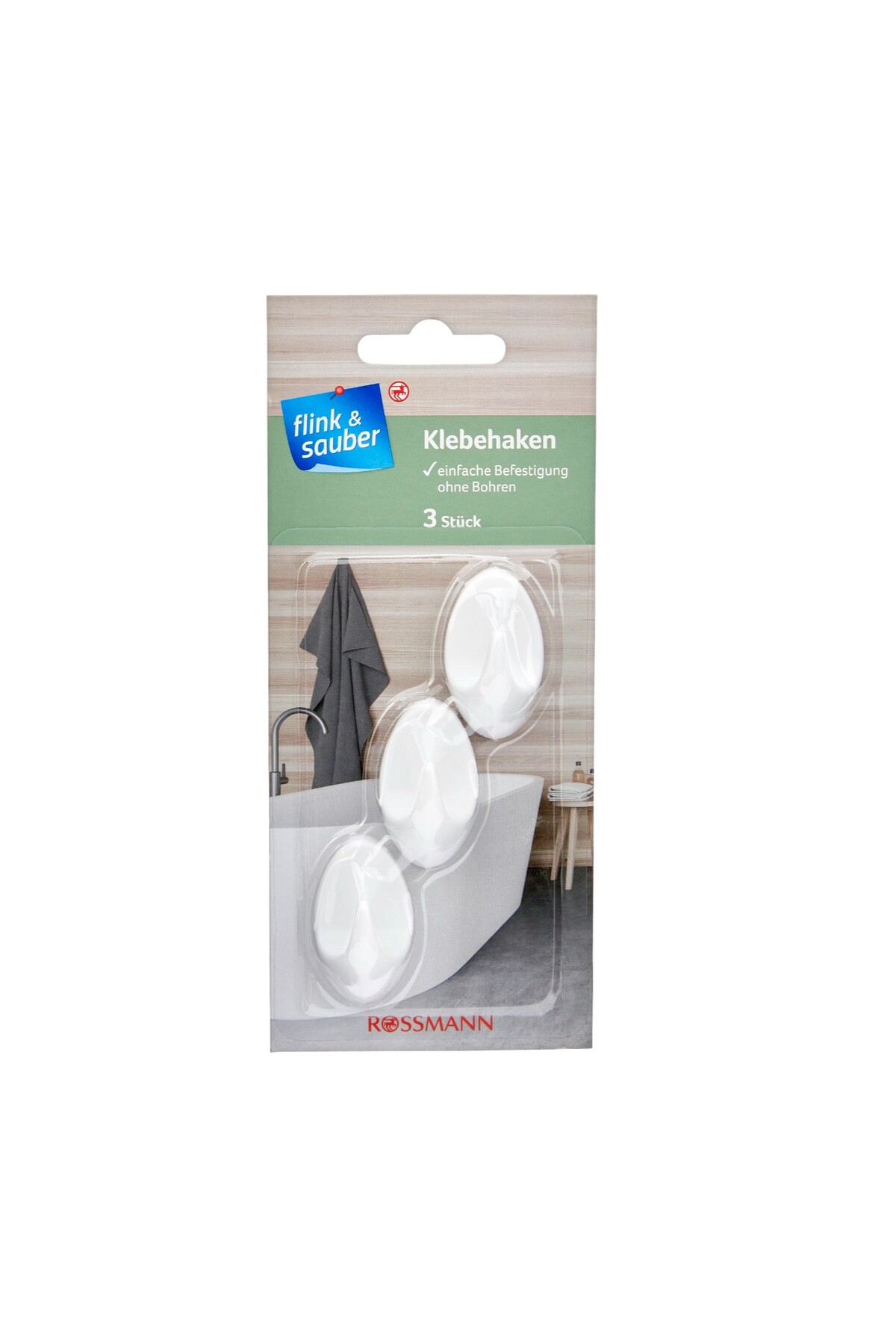 Adhesive Oval Strap, White, 3-Pack