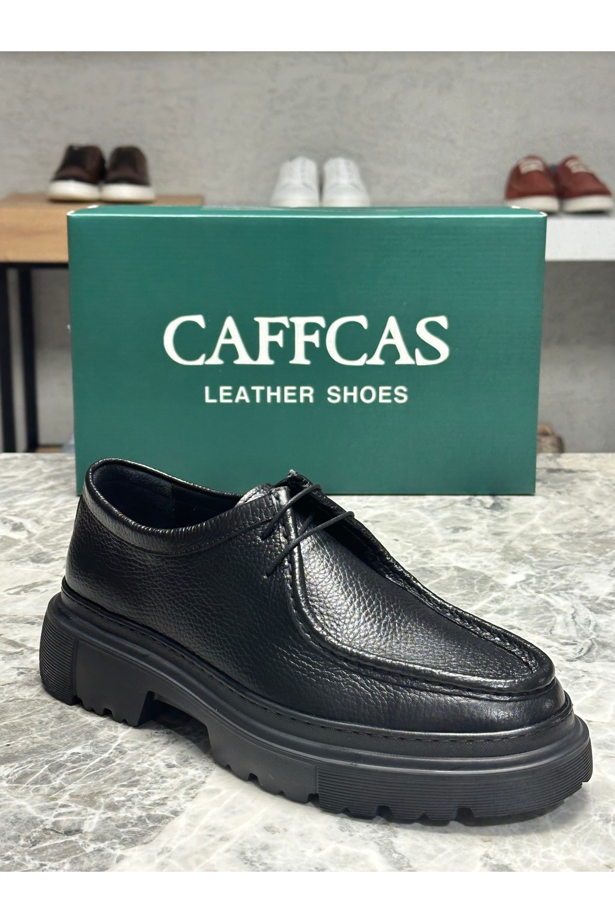 Caffcas Hakiki Deri Siyah Floter Günlük Erkek Ayakkabı 1308-11
