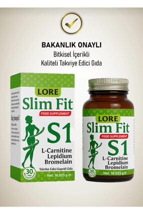 LoreLife LORE LIFE SLİMFİT S1 30KP LCARNİTİN, LEPİDİUM, BROMALAİN İÇEREN BİTK...