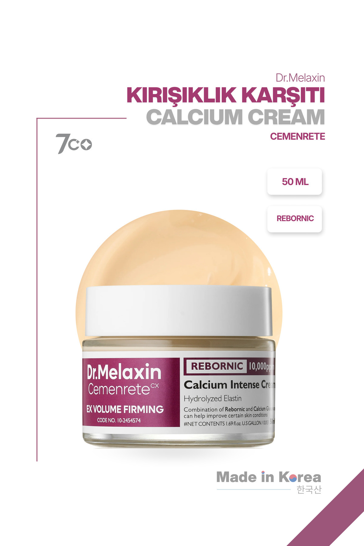 Dr.Melaxin Kırışıklık Karşıtı & Sıkılaştırıcı Rebornic Teknolojili Kalsiyum | Yüz & Göz Çevresi Kremi 50ml