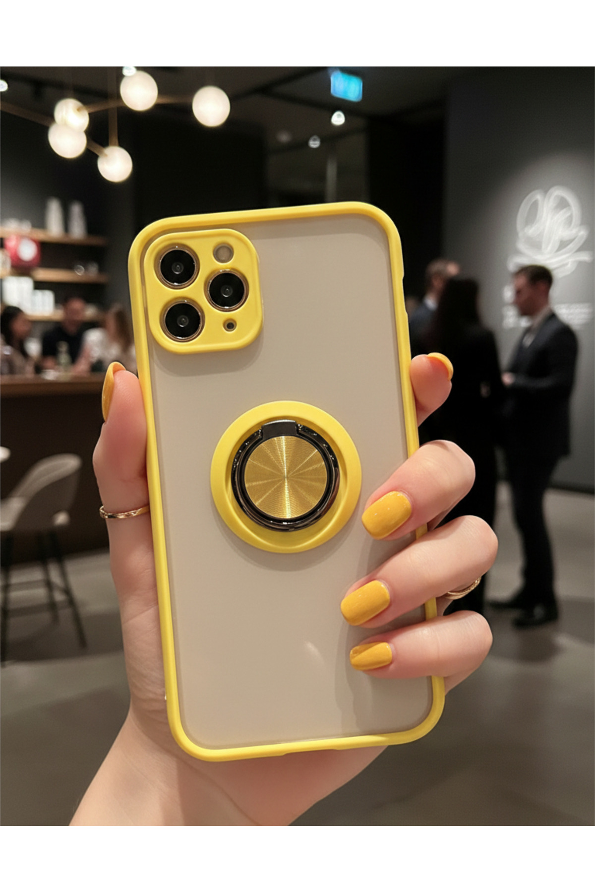iPhone 11 Pro Max İçin Kamera Korumalı Yüzüklü Kılıf - Leke Tutmaz Mat ve Dayanıklı Yapı
