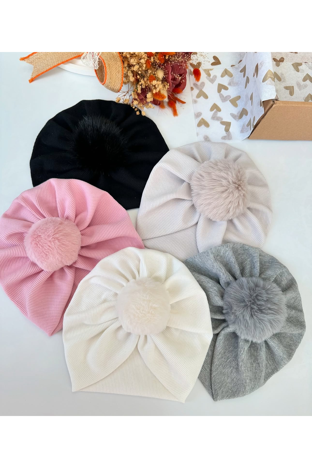 Bandana Sepetim 0-2 yaş organik pamuklu full esnek terletmeyen 5’li bebek bonesi