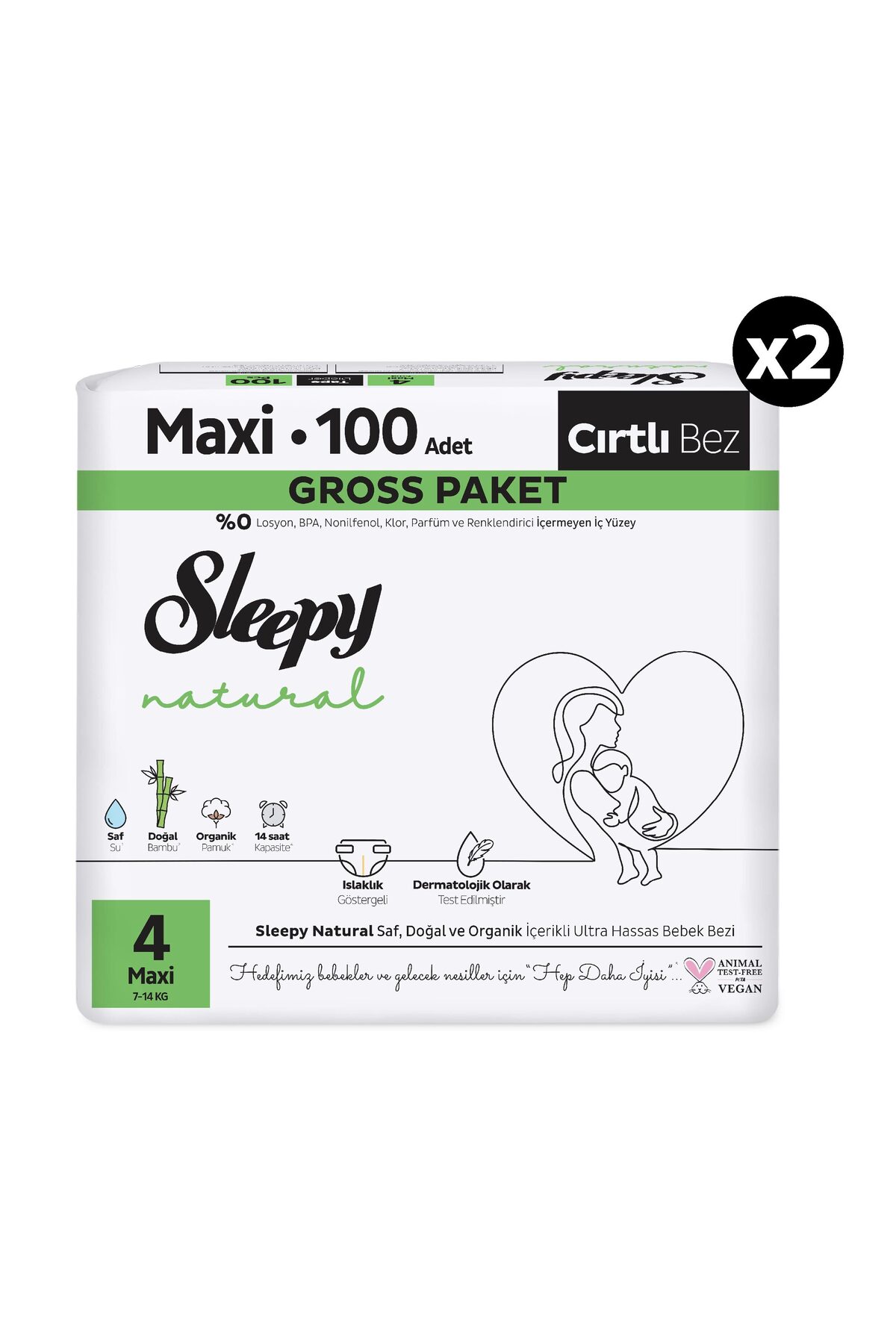 Sleepy Natural Gross Paket Bebek Bezi 4 Numara Maxi 200 Adet fotoğrafı 2 (önizleme)