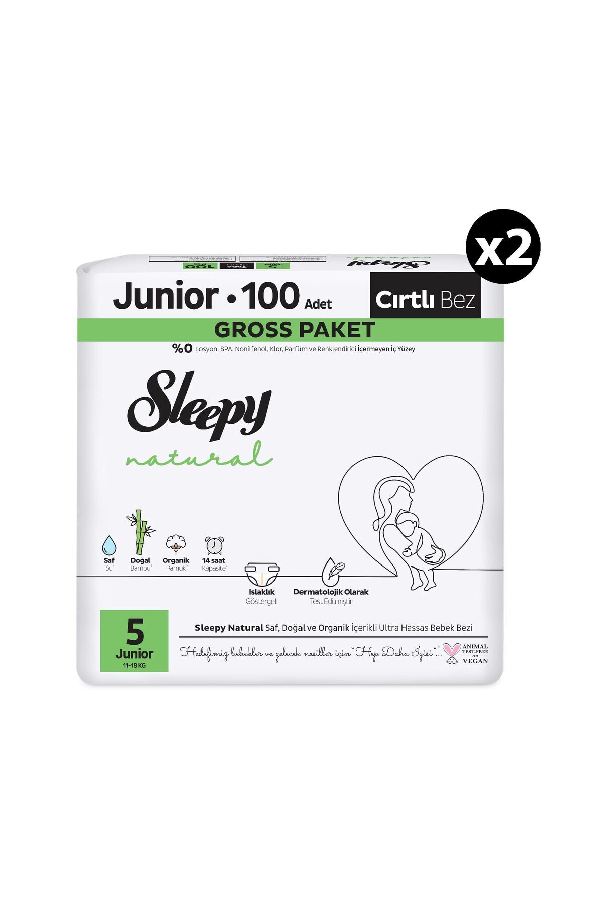 Sleepy Natural Gross Paket Bebek Bezi 5 Numara Junior 200 Adet fotoğrafı 2 (önizleme)