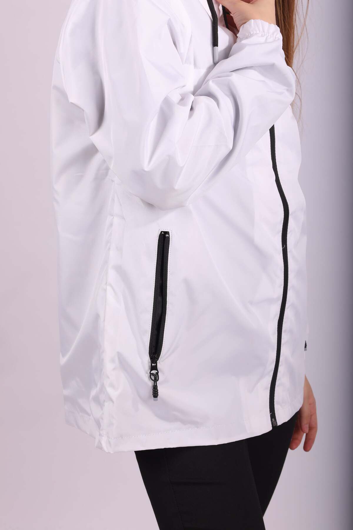 comstar  Kadın Içi Astarlı Suya Dayanıklı Kapüşonlu Cepli Yağmurluk - Görsel 3