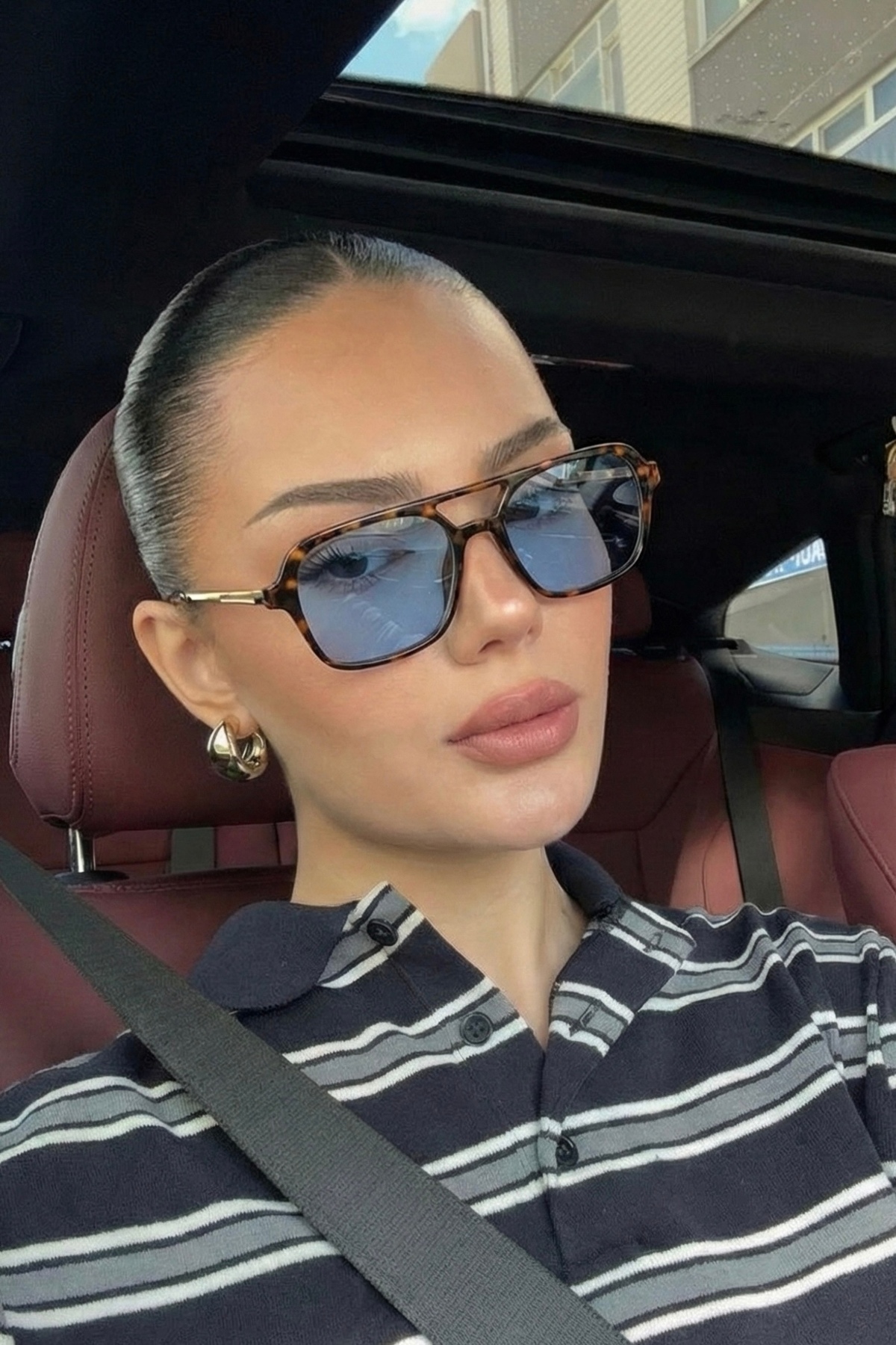 REN EYEWEAR ORIJİNAL DARCY MAVİ CAM LEOPAR ÇERÇEVE TASARIM UNİSEX GÜNEŞ GÖZLÜĞÜ