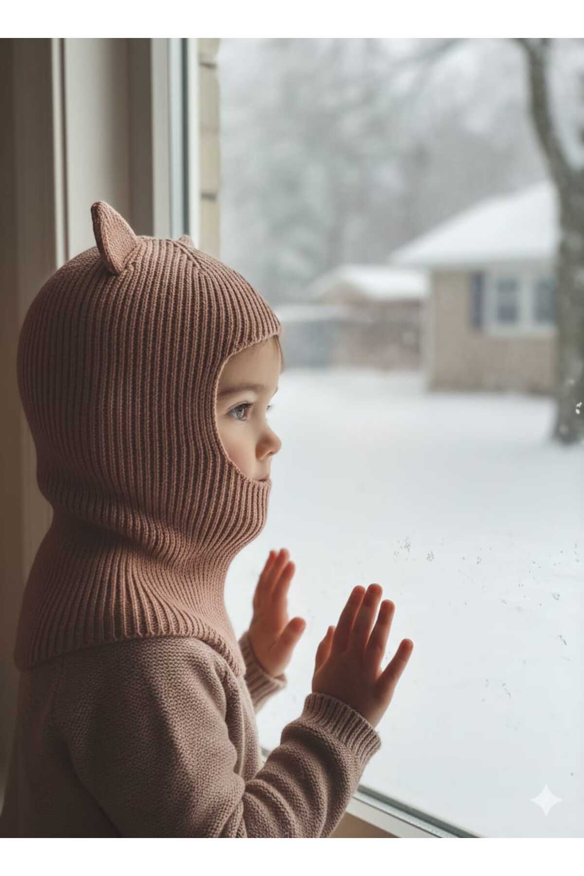 meriç bebe - bütün çocuklar melektir. mrc Kedi Kulaklı Kışlık Balaklava Triko Boyunluklu Bebek Çocuk Şapka Bere Kar Maskesi fotoğrafı 3 (önizleme)