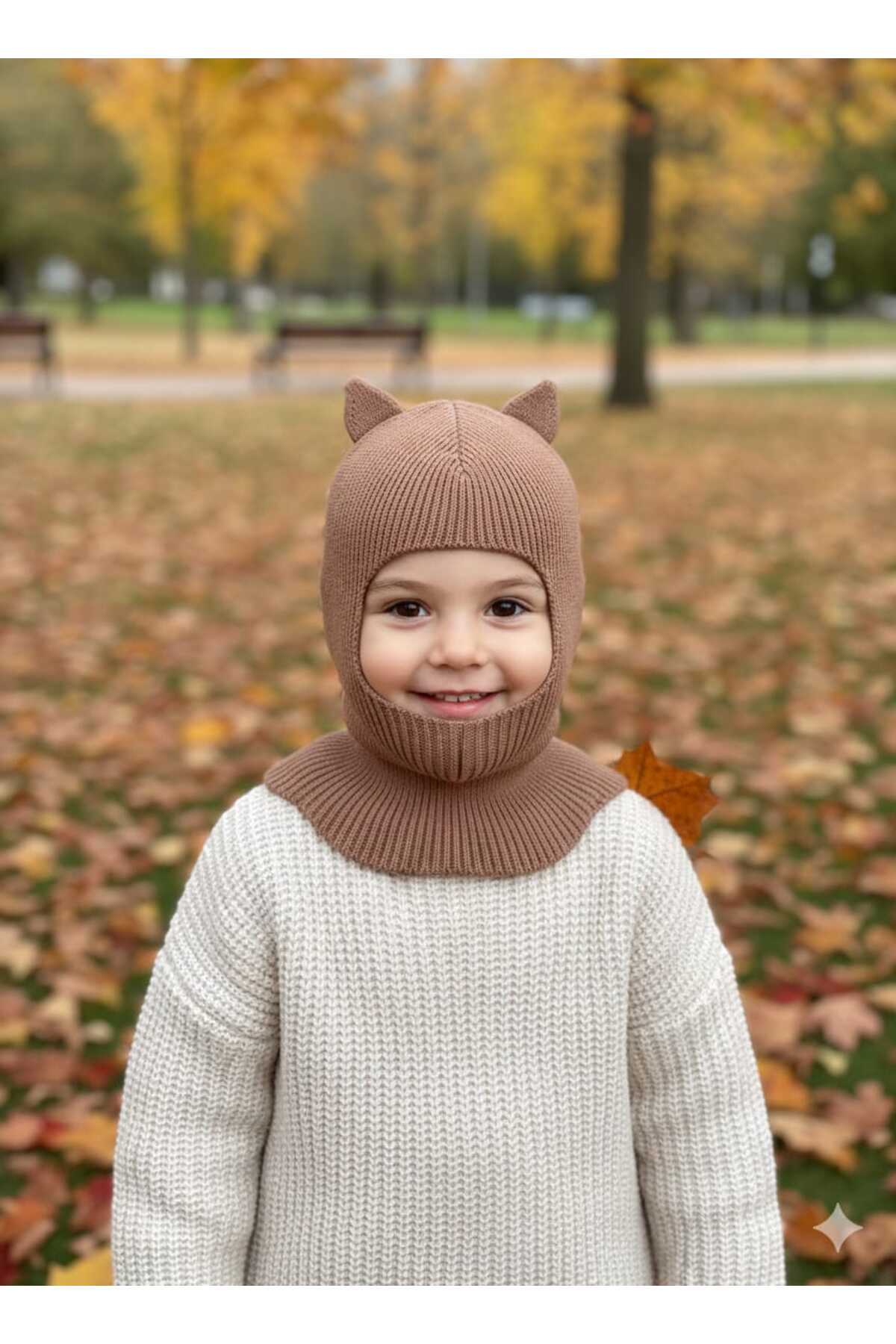 meriç bebe - bütün çocuklar melektir. mrc Kedi Kulaklı Kışlık Balaklava Triko Boyunluklu Bebek Çocuk Şapka Bere Kar Maskesi fotoğrafı 6 (önizleme)