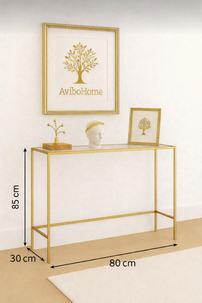 Home Merlin Gold Dresuar Kahve Köşesi Modern Konsol 80 cm Şeffaf Cam