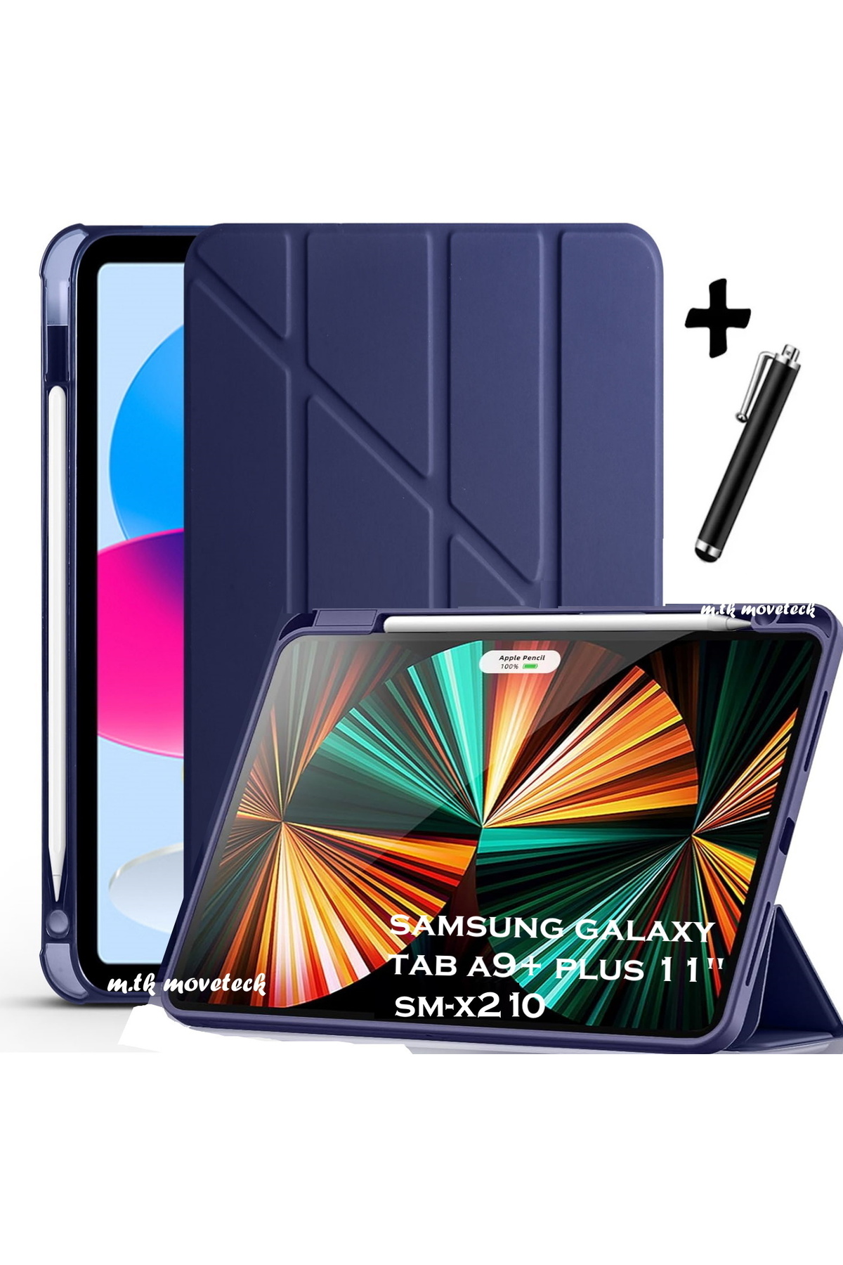 Samsung Galaxy Tab A9 Plus 11 Inch Compatible Case Pencil Compartment Sleep Mode Back Silicone Cover Sm-x210