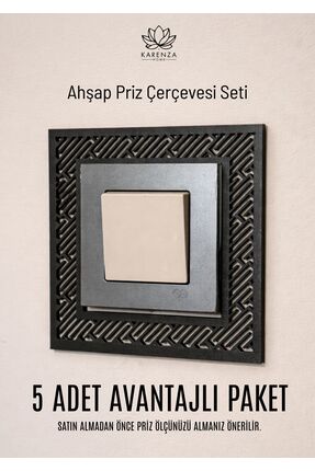 Karenza Home Dekoratif Desenli Priz Çerçevesi – Ahşap Duvar ve Priz Süsü Seti...