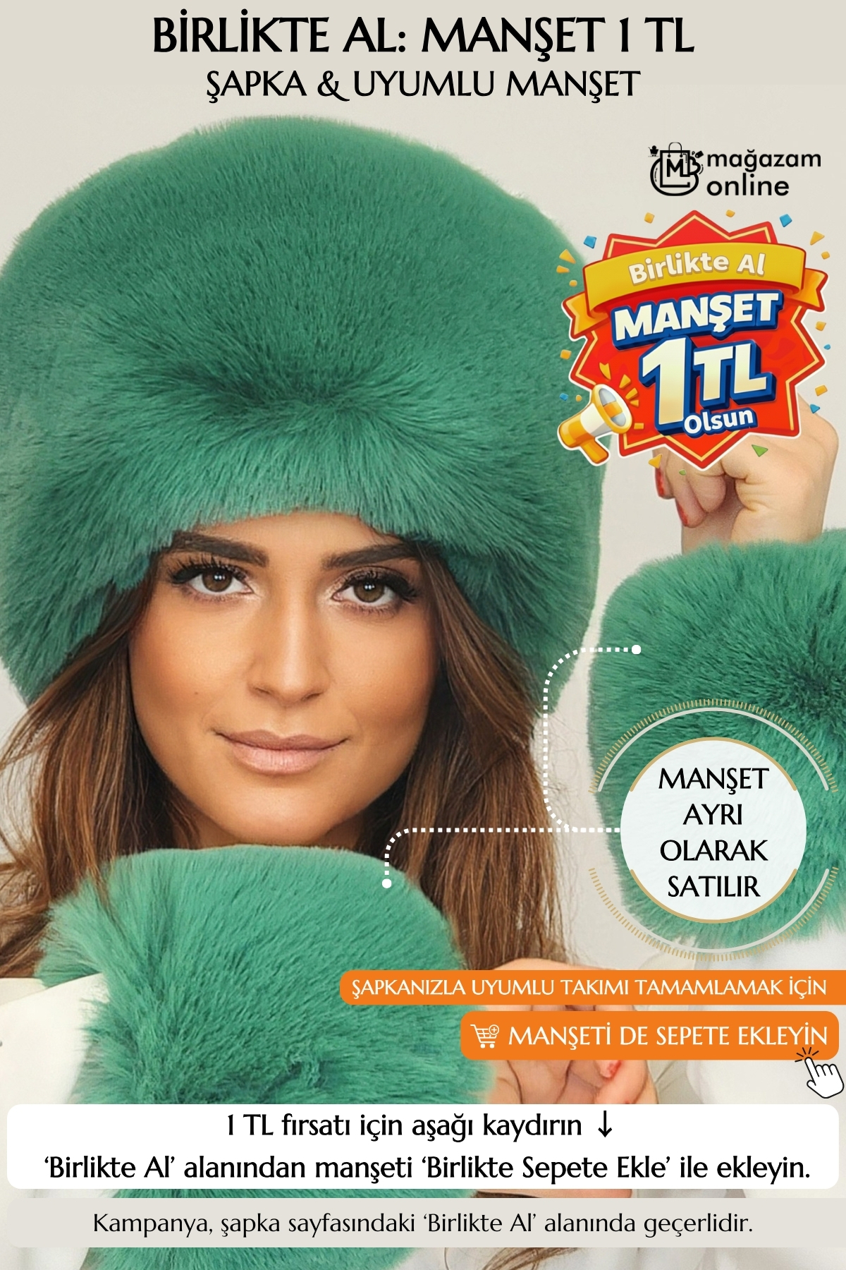 Fluffy Dense Fur Plush Faux Fur Kalpak Hat Women Winter Beanie - Tuscany Green