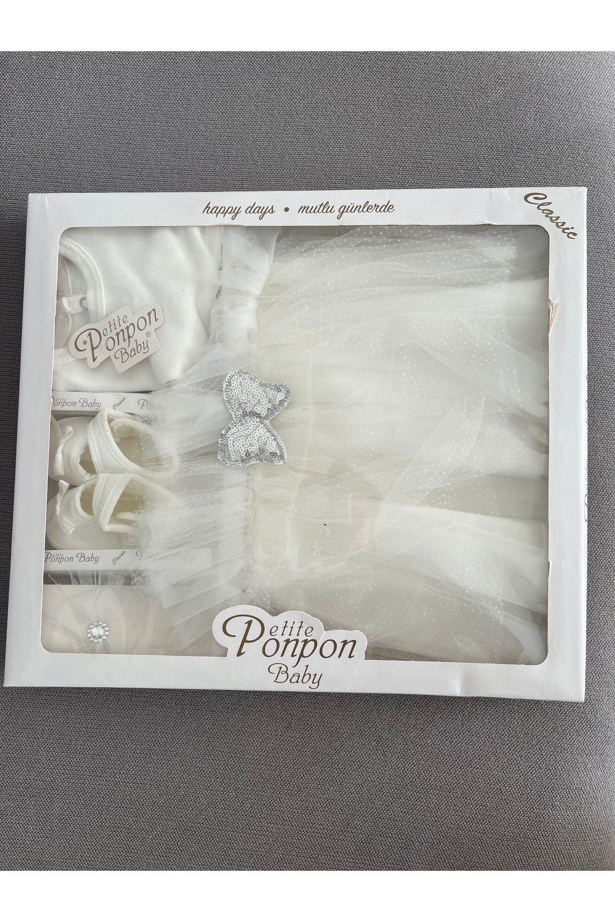 Petite Ponpon Baby Kız Bebek Yenidoğan Mevlüt Elbisesi Bebek Hediyelik Mevlütlük Elbise fotoğrafı 2 (önizleme)