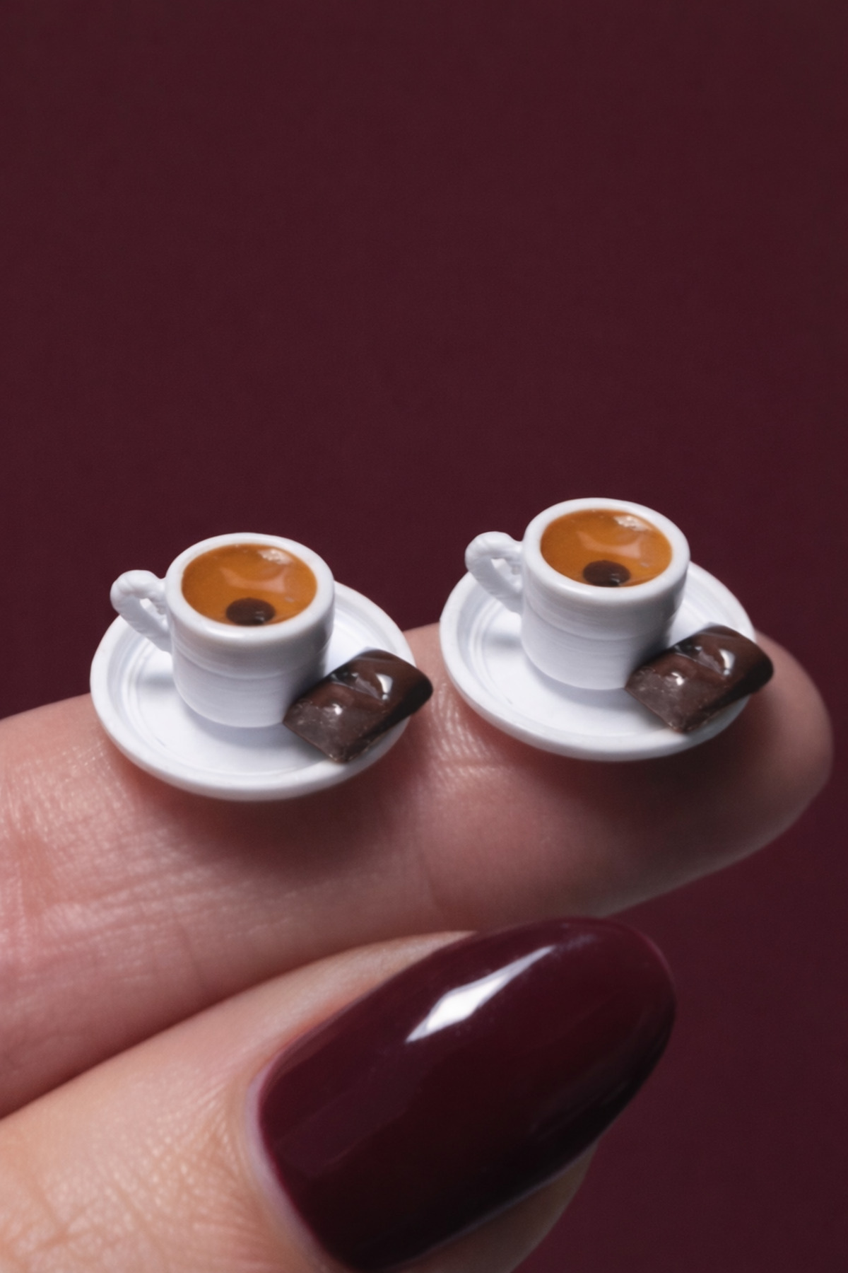 Minyatür Dünyam 2 Adet Minyatür Türk Kahvesi Fincanı - Pla baskı, el yapımı çikolata detaylı