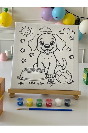 Asra Çocuklar İçin Tuval Boyama Seti (Tuval, Şövale, Fırça ve 6 Renk Akrilik ...