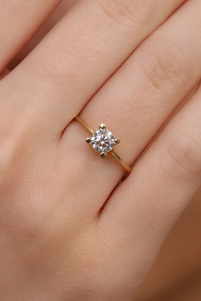 Cemre Gold 14 AYAR ALTIN PIRLANTA MONTÜRÜ TEK TAŞ YÜZÜK