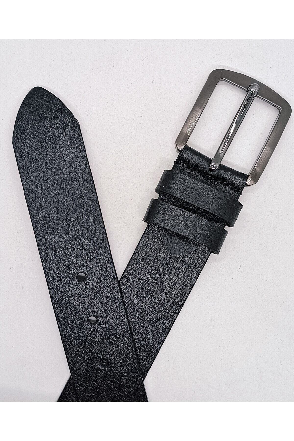 Gutiero  %100 hakiki deri 4 Cm Siyah Erkek Kemer - Görsel 9