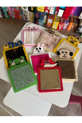 AYNA EĞİTİM MATERYALLERİ DUYUSAL DOKUN- HİSSET KARTLARI- HAYVAN FİGÜRLÜ BİLİŞ...