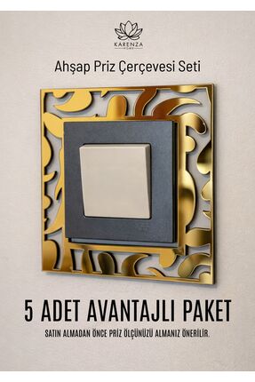 Karenza Home Dekoratif Gold Aynalı Pleksi Priz Çerçevesi Süsü - 13x13 CM - Ya...