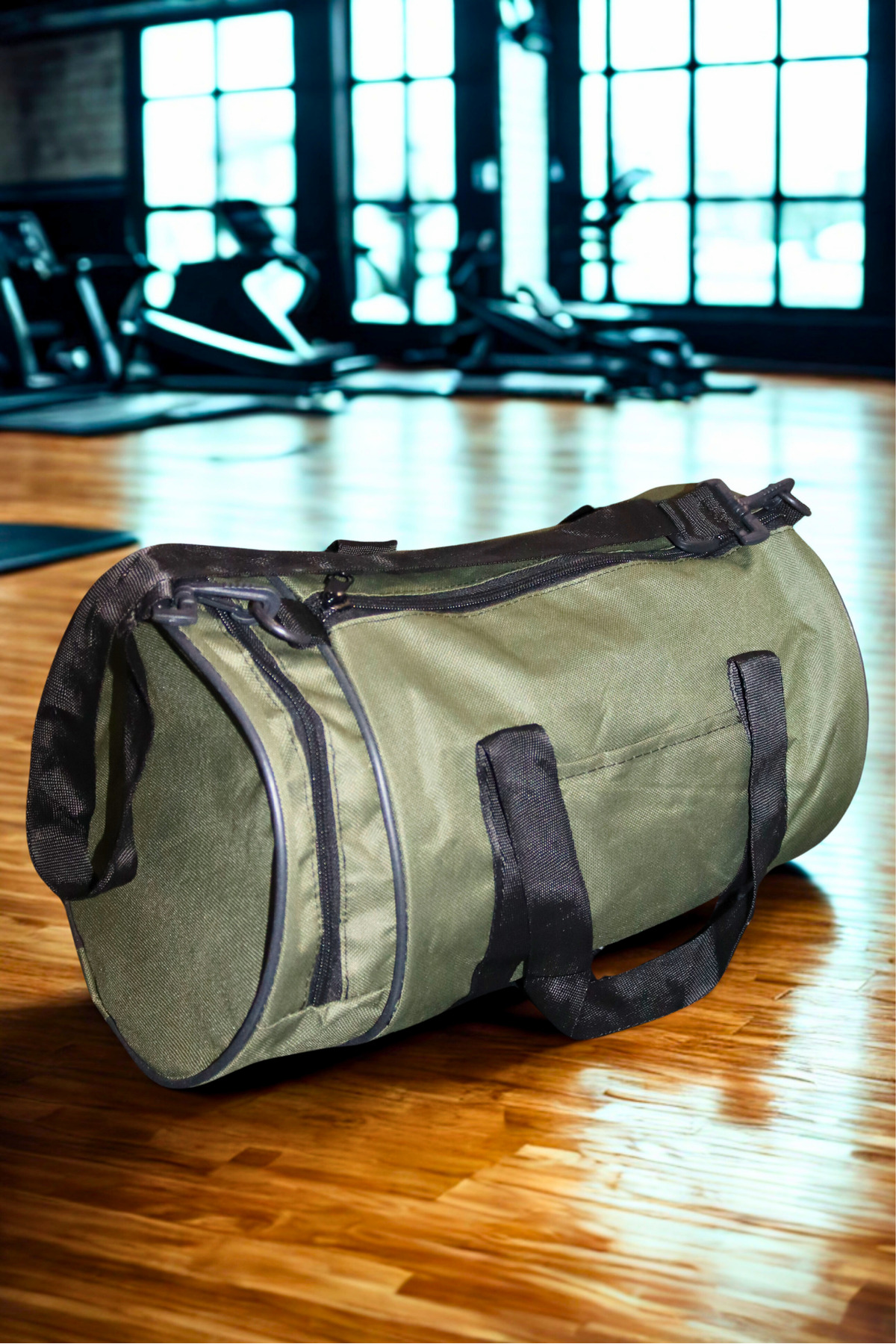 Alya trend Unisex Su Geçirmez Askılı Seyahat Gym Fitness Haki Silindir Spor Çantası