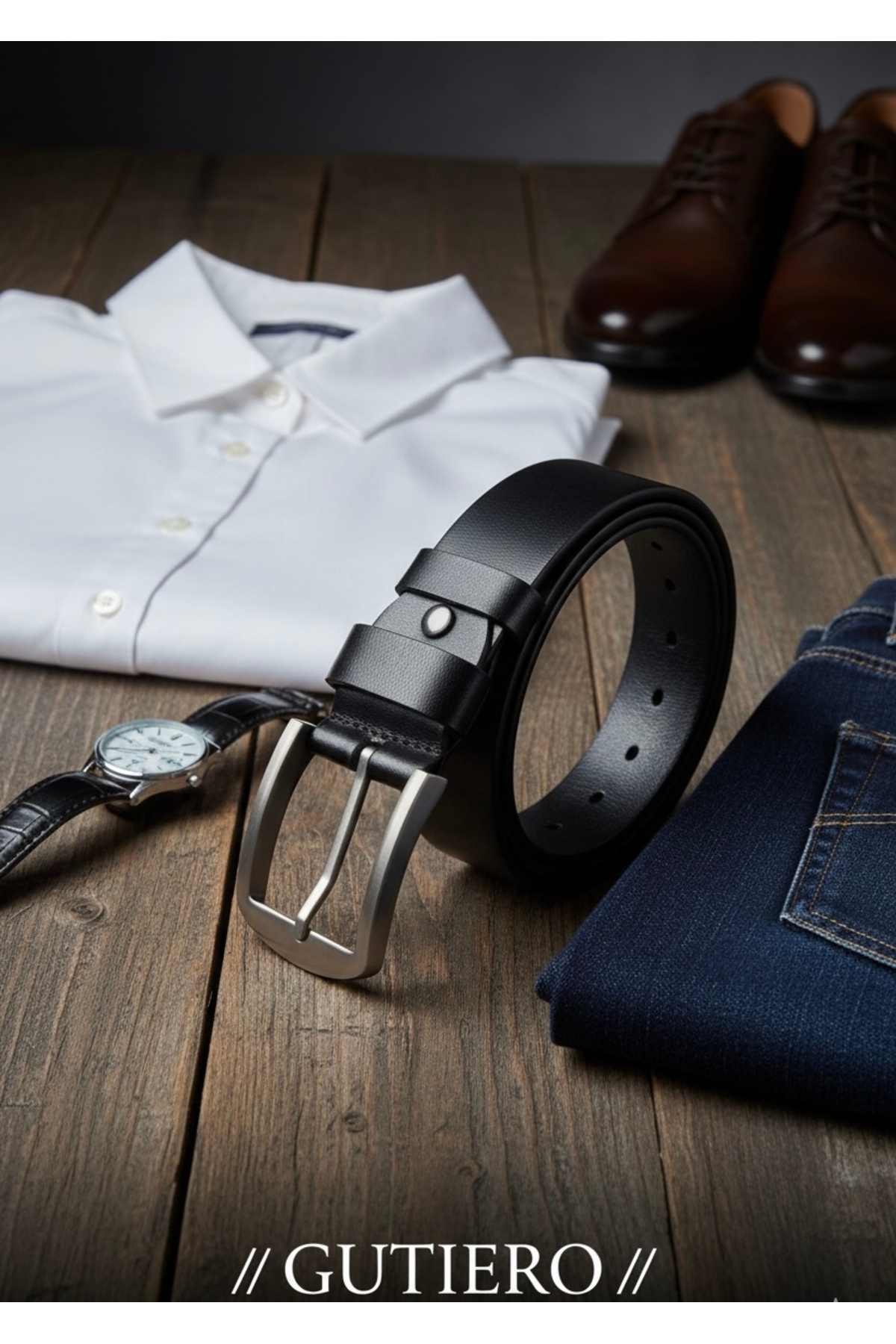 Gutiero  %100 hakiki deri 4 Cm Siyah Erkek Kemer - Görsel 3