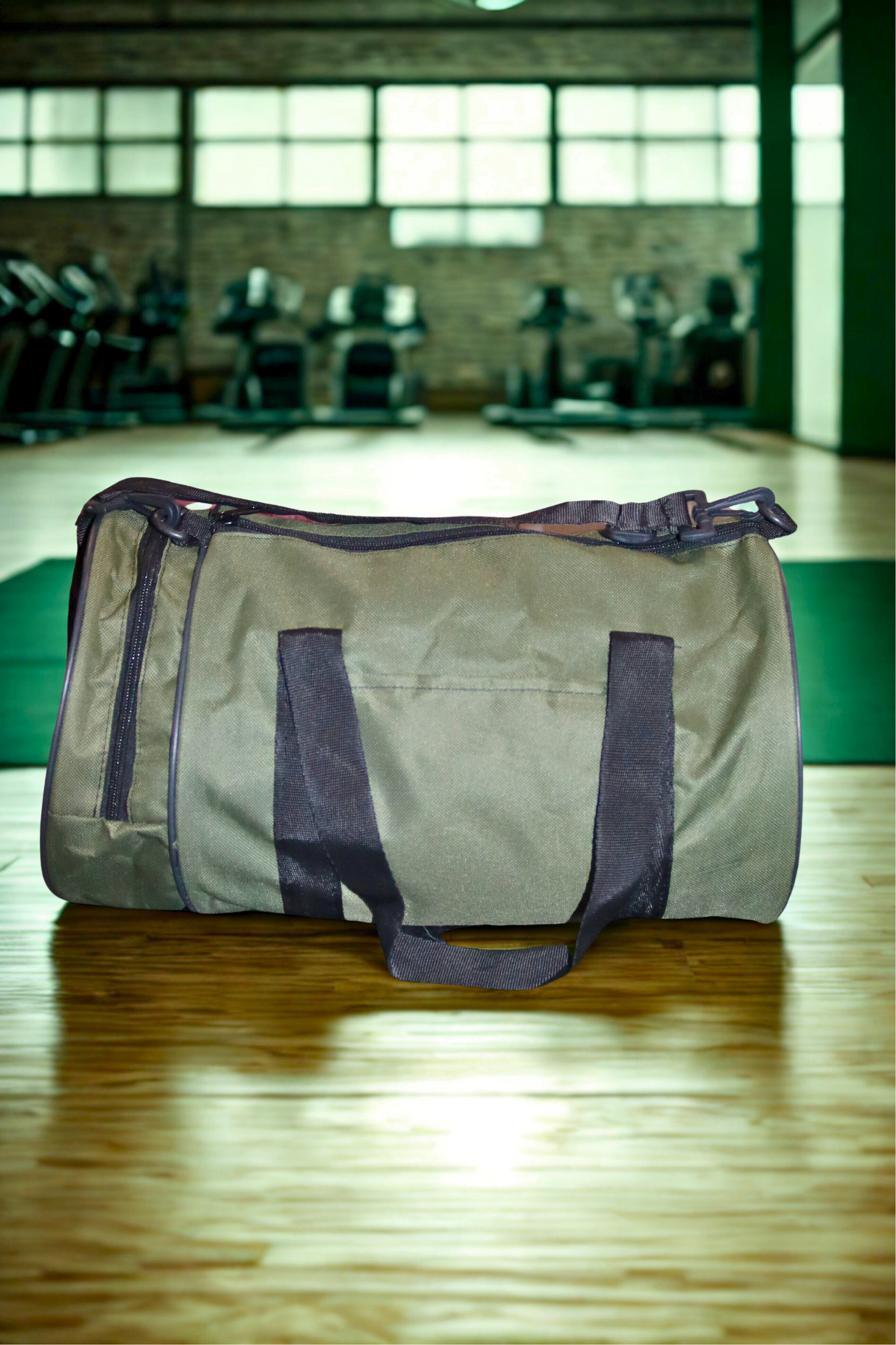 Alya trend Unisex Su Geçirmez Askılı Seyahat Gym Fitness Haki Silindir Spor Çantası görsel 2