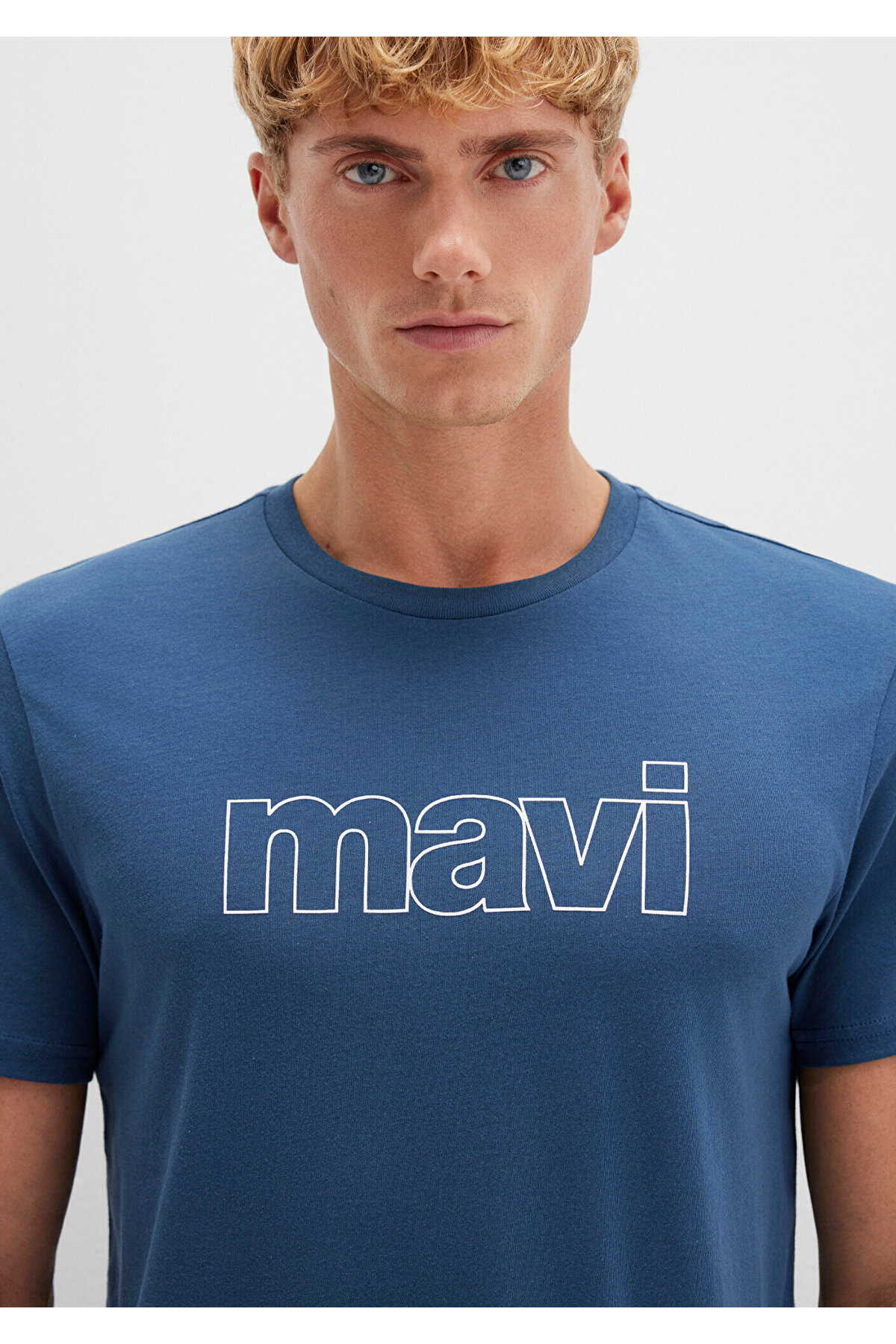 Mavi  Logo Baskılı Tişört Slim Fit / Dar Kesim 065781-90609 - Görsel 7