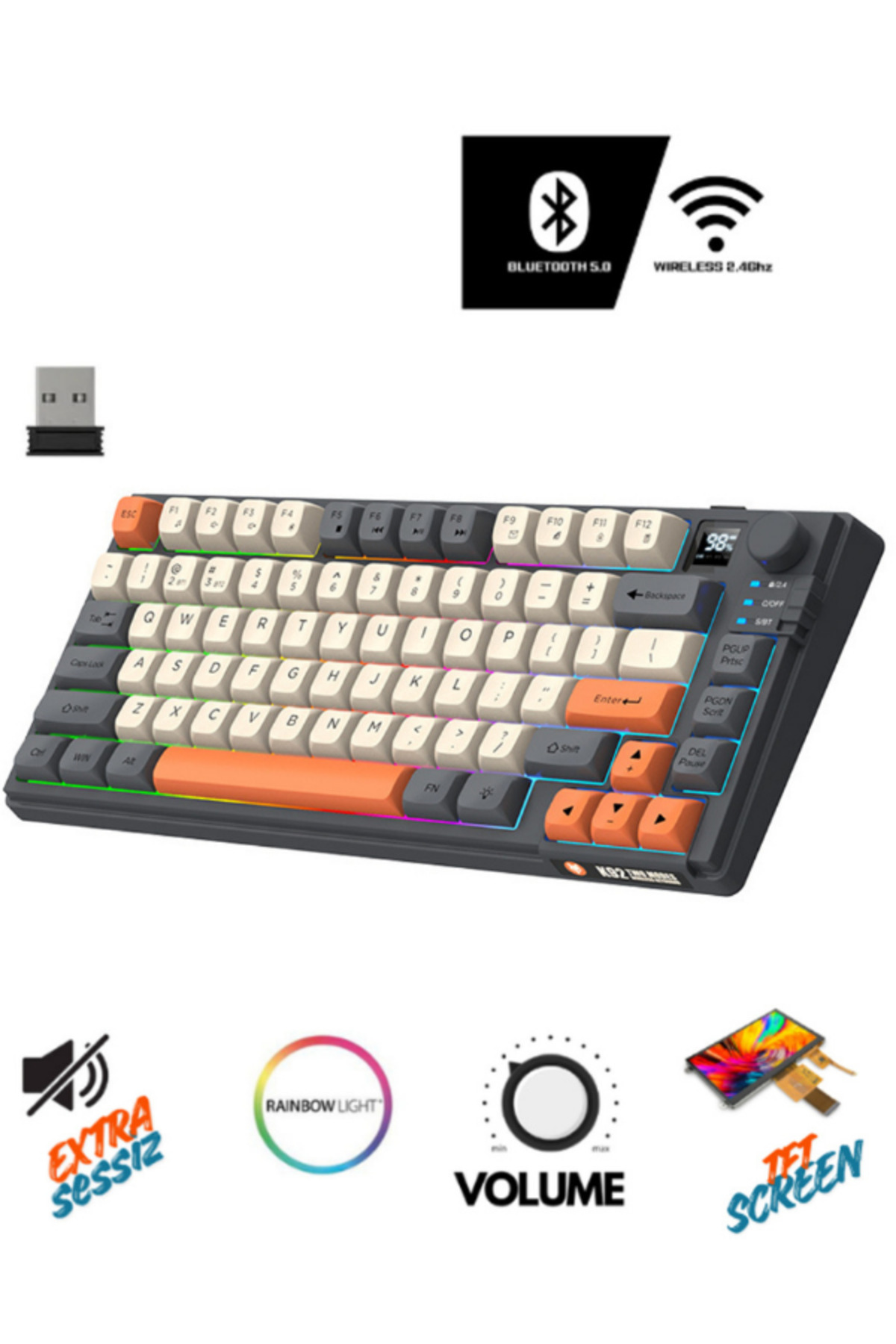 ATAsoft ELEKTRONİK Since 2021 K92 Extra Sessiz Bluetooth + 2.4Ghz